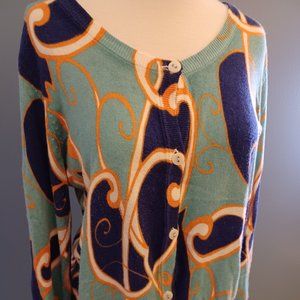 Merona Womens Lightweight Cardigan in Teal, Coral and Navy